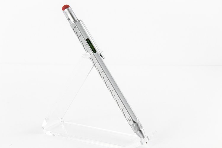 Multifunkční pero CONSTRUCTION stříbrné s červenou gumou
